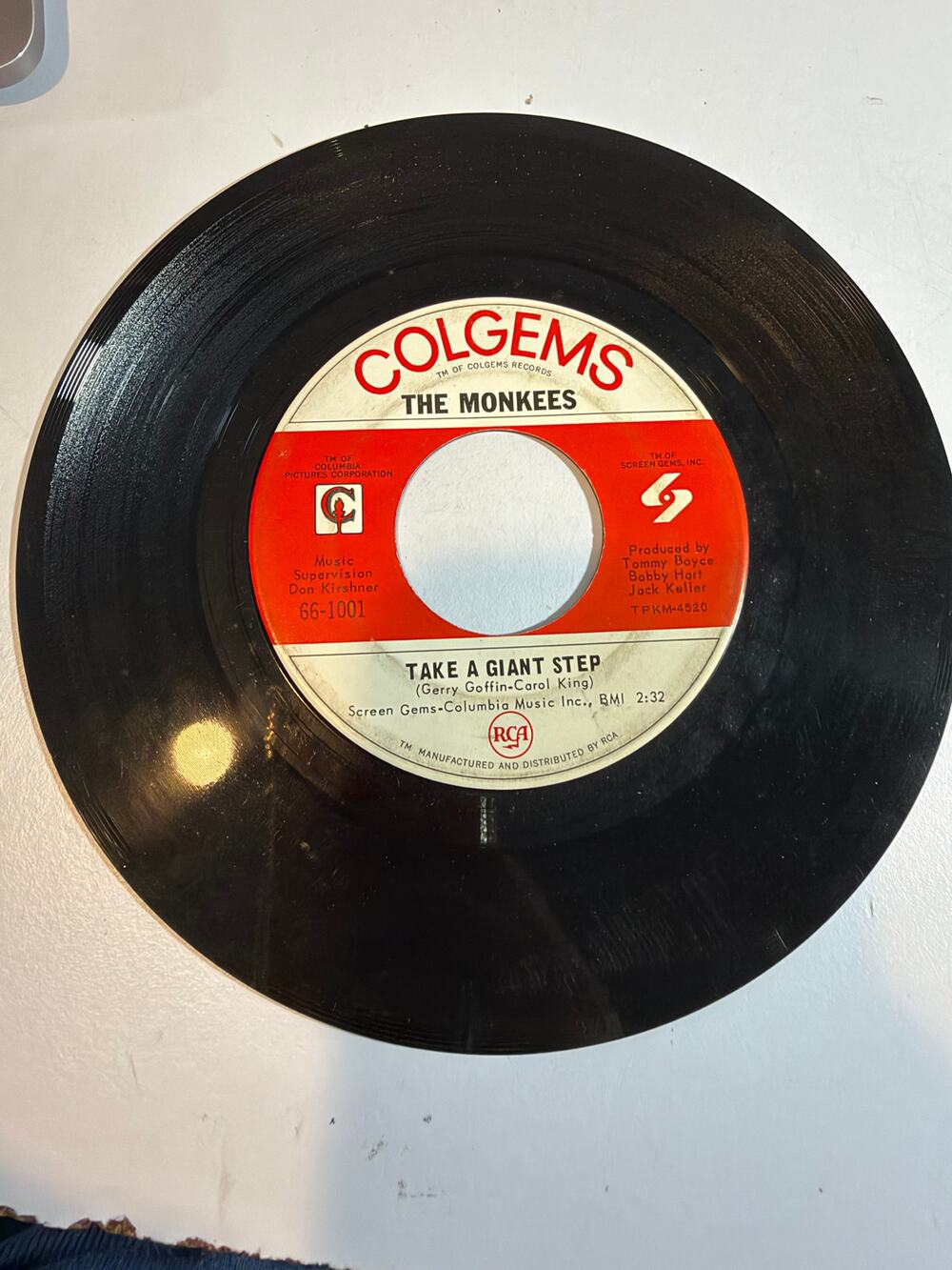 THE MONKEES 7" 45 RPM "Last Train to Clarksville" & "Take a Giant Step" VG+ Cond